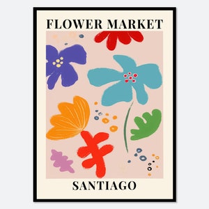 Blumenmarkt Santiago bunte botanische Kunstdruck | Frühlingsblumen Druck, Frühlingsblumen Kunstdruck, Blumen Druck, Wildblumen Druck #FM23