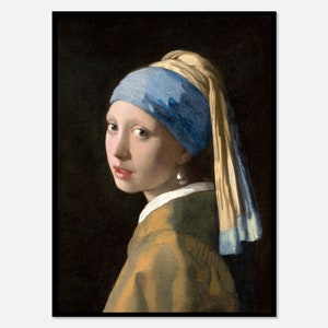 Vermeer Girl with a Pearl Earring 1665 Exhibition Poster Art Print | Johannes Vermeer Print, Vintage Vermeer Poster, Vermeer Painting #O01