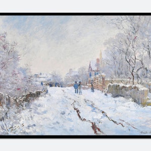 Monet Snow at Argenteuil Landscape Vintage Exhibition Poster Art Print | Claude Monet Print, Monet Poster, Monet Painting, Famous Art #N66B
