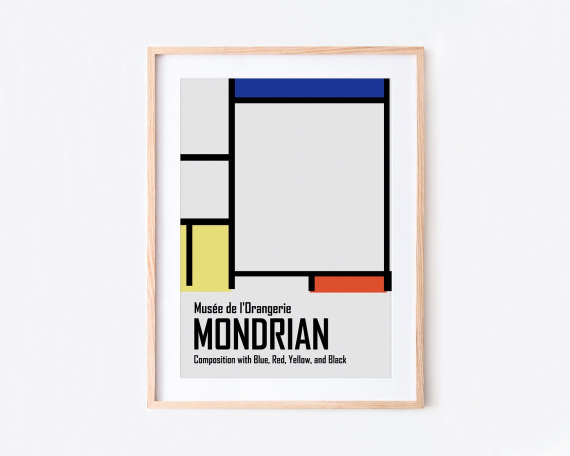 Piet Mondrian Remastered Composition Blue Red Yellow Black Abstract ...