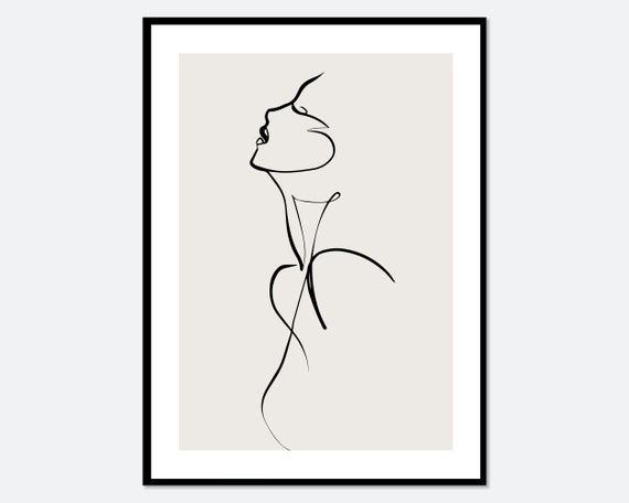 One Line Modern Girl Silhouette Line Art Print Single Line Figure