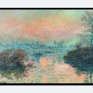 Monet Sunset on the Seine at Lavacourt Winter Effect Vintage Poster Art Print | Claude Monet Print, Monet Poster, Famous Monet Painting N42B
