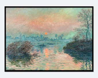 Sunset on the Seine at Lavacourt art print, Monet print, Monet