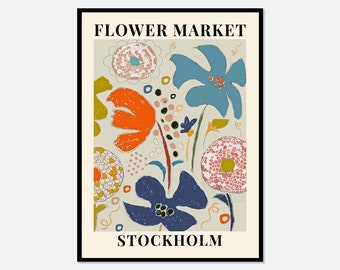 Flower Market Stockholm Colorful Botanical Art Print | Spring Flowers Print, Spring Floral Art Print, Wildflowers Print, Colorful Art #FM24