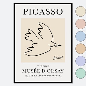 Pablo Picasso Dove of Peace 1949 Line Drawing Art Print | La Colombe, Museum Exhibition Vintage Poster, Animal Signed Lithograph #PP19