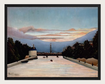 Henri Rousseau The Eiffel Tower Fine Art Print, Paris River Landscape Poster, Vintage French City Painting, Blue European Wall Decor HR15