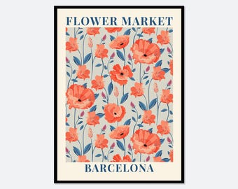 Blumenmarkt Barcelona – Farbenfroher botanischer Kunstdruck | Frühlingsblumen-Druck, Frühlingsblumenkunst, Wildblumen-Druck, Farbenfroher Kunstdruck #FM08
