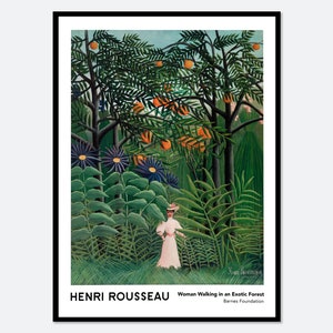 Henri Rousseau Frau zu Fuß in einem exotischen Wald Dschungel Vintage Ausstellung Poster Kunstdruck | Rousseau Print, Rousseau Poster #HR03
