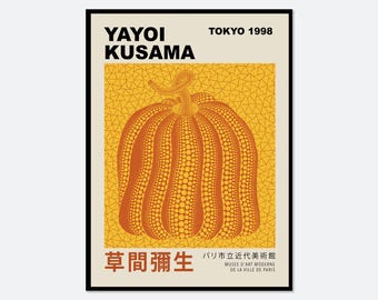 Yayoi Kusama Yellow Dots Pumpkin Poster Art Print | Yayoi Kusama 草間彌生 Abstract Exhibition Poster, Modern Japanese Poster, Japani Art #YY19