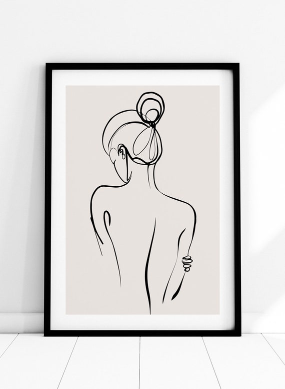 Abstracte Tekening Van Een Vrouwengezicht Met Waskrijt. Portret In Stijl Doorlopende Lijn Kleurvolle Schetstekening Met Tekenvel 189860047
