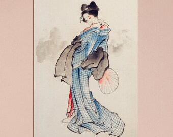 着物姿の女性の絵画 着物姿の女性の絵-金色キャンバス絵画※純金箔使用 絵画 開運絵師