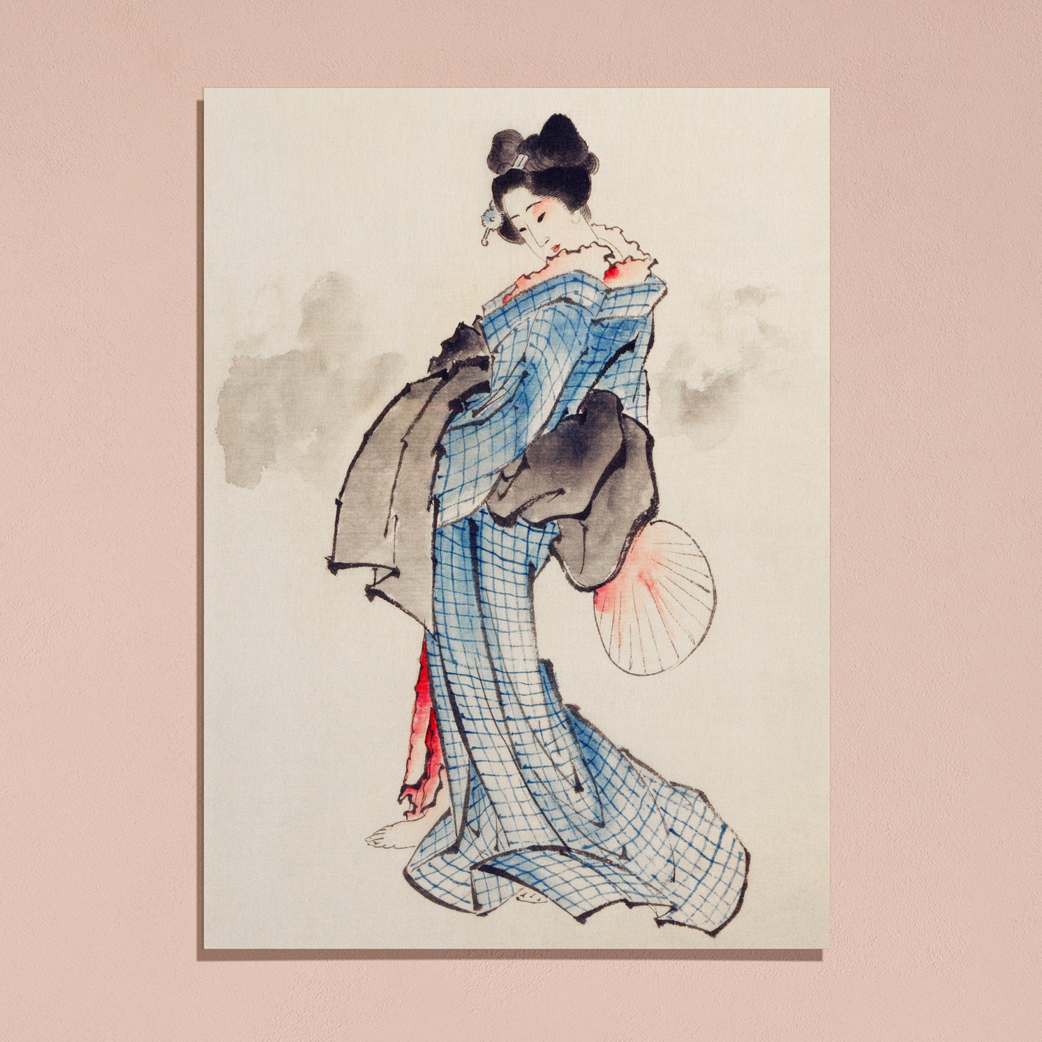 飾り絵　kimono woman Katsushika Hokusai Woman Full-length Portrait Wearing Kimono