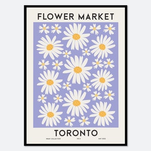 Flower Market Toronto Colorful Botanical Art Print | Spring Flowers Print, Floral Wall Art Print, Daisies Poster, Colorful Art Print #FM76