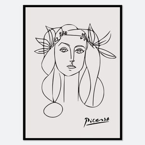 Picasso Portrait of Francoise Gilot Art Print | Pablo Picasso Woman Sketch, Picasso Lithograph Line Drawing, Vintage Exhibition Poster #PP23