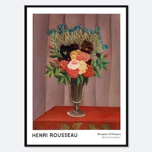 Henri Rousseau Blumenstrauß Vintage Museum Ausstellung Poster Kunstdruck | Rousseau Poster, Post-Impressionistisches Stillleben Gemälde HR09
