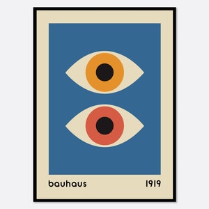Bauhaus 1919 Geometric Colorful Eyes Art Print | Bauhaus Ausstellung Weimar 1923, Bauhaus Print, Bauhaus Poster, Mid Century Geometric BH36