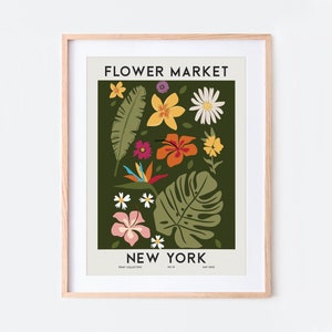 Bloemenmarkt New York kleurrijke botanische kunstprint Lentebloemen print, bloemenmuurkunst, bloemen planten poster, kleurrijke kunstprint FM83 afbeelding 2