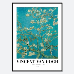 Van Gogh Almond Blossom 1890 Vintage Exhibition Art Print | Van Gogh Print, Van Gogh Poster, Van Gogh Painting, Colorful Flowers Print #V23