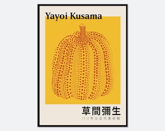 Yayoi Kusama Yellow Dots Pumpkin Poster Art Print | Yayoi Kusama 草間彌生 Abstract Exhibition Poster, Modern Japanese Poster, Japani Art #YY03