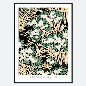 Watanabe Seitei Forest Illustration Bijutsu Sekai Vintage Japanese Woodblock Flowers Art Print | Japanese Art, Japanese Poster 渡辺省亭美術世界 JP16
