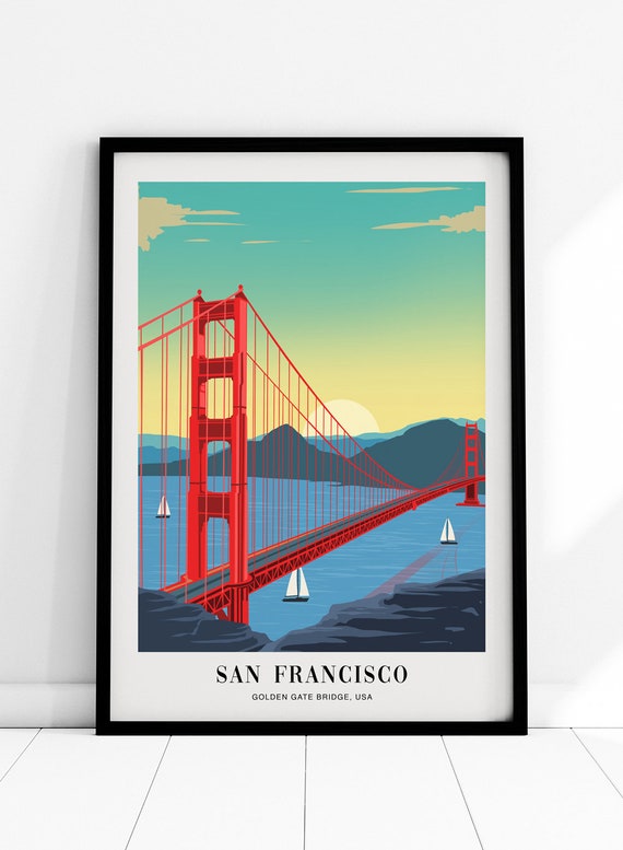 Golden Gate Bridge Poster, San Francisco Travel Poster, USA Travel