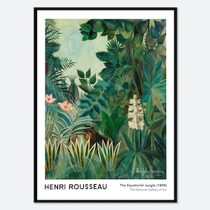 Henri Rousseau The Equatorial Jungle Vintage Exhibition Poster Art Print | Henri Rousseau Print, Rousseau Poster, Rousseau Painting #HR01