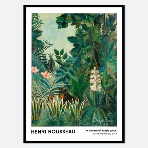 Henri Rousseau The Equatorial Jungle Vintage Exhibition Poster Art Print | Henri Rousseau Print, Rousseau Poster, Rousseau Painting #HR01