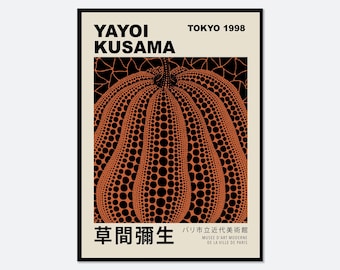 Yayoi Kusama Orange Dots Pumpkin Poster Art Print | Yayoi Kusama 草間彌生 Abstract Exhibition Poster, Modern Japanese Poster, Japani Art #YY14
