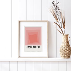 Josef Albers Squares Exhibition Art Print Mid Century Print, Albers Print, Albers Poster, Pink Poster, Geometric Minimalist Print JA01 image 4