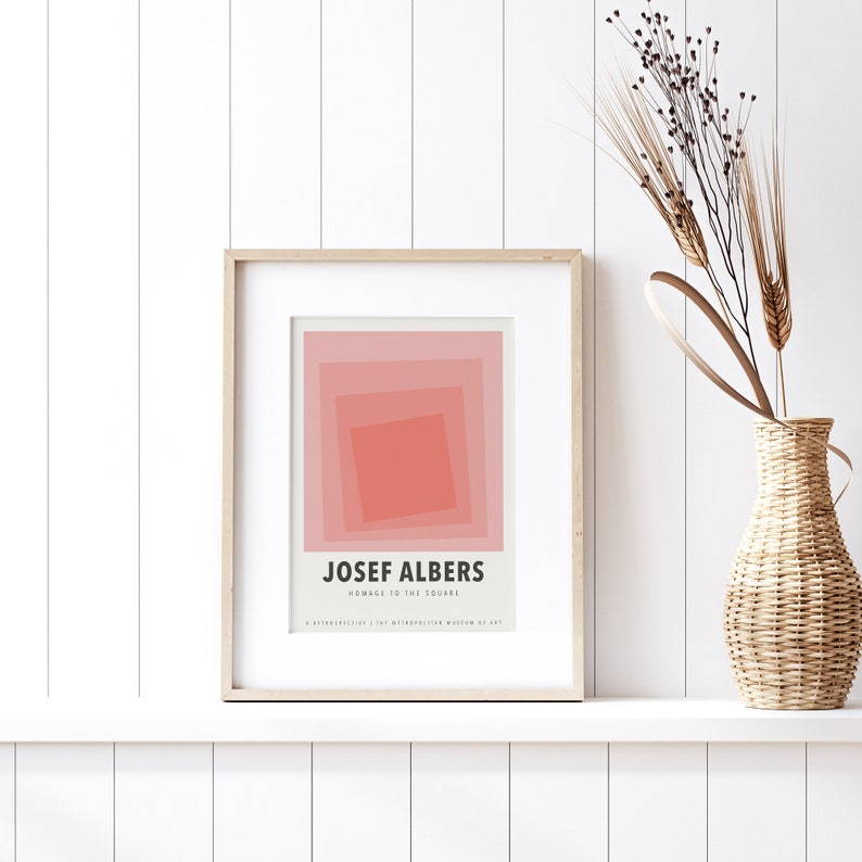 Josef Albers Squares Exhibition Art Print Mid Century Print, Albers Print, Albers Poster, Pink Poster, Geometric Minimalist Print JA01 image 4