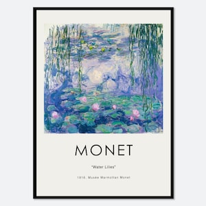 Monet Water Lilies 1916 Vintage Poster Remake Art Print | Colorful Print, Musee Marmottan Monet, Museum Exhibition, Claude Monet #N5