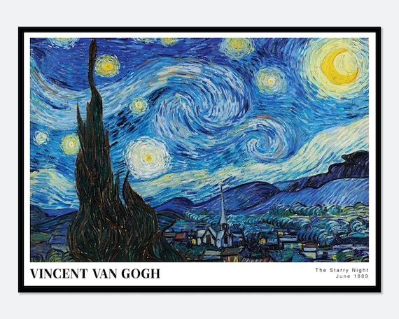 ゴッホ「星月夜」1889年 ヴィンテージポスターアートプリント