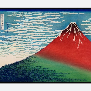 Katsushika Hokusai feiner Wind, klarer Morgen Berg Fuji Vintage japanischer Holzschnitt Kunstdruck | 葛飾北LIN, japanische Malerei, japanisches Poster #KT02, Kunstdruck