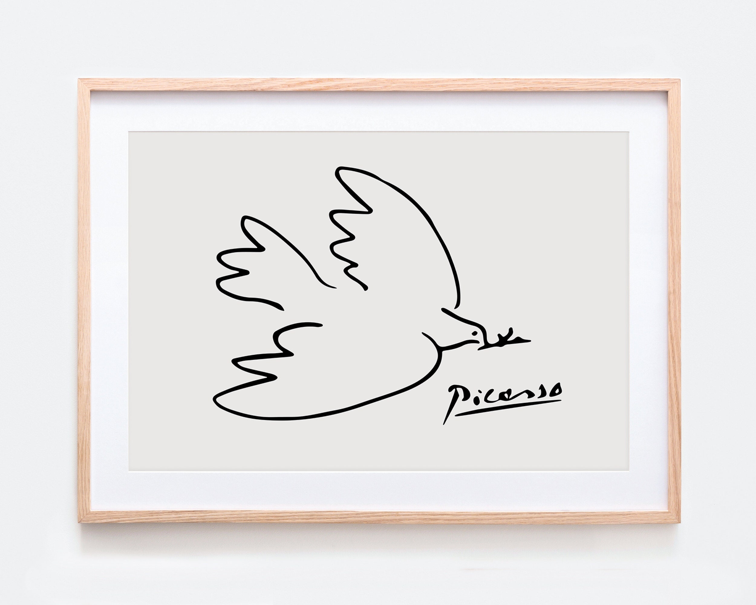 ピカソ プリント、ピカソ 鳩 プリント、パブロ ピカソ 平和の鳩 線画