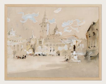 Hercules Brabazon Brabazon Valencia Spain Fine Art Print, European Cityscape Poster, Spanish Vintage Architecture Painting Decor VP552