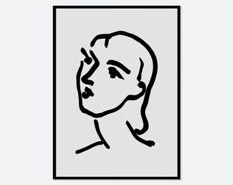 Henri Matisse femme dessin au trait affiche vintage impression d'art | Impression Matisse, affiche Matisse, lithographie Matisse, dessin au trait minimaliste #M29