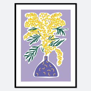 Impresión artística de pared con flores botánicas abstractas coloridas de primavera en un jarrón, estilo Matisse, póster floral, impresión bohemia para guardería FM123