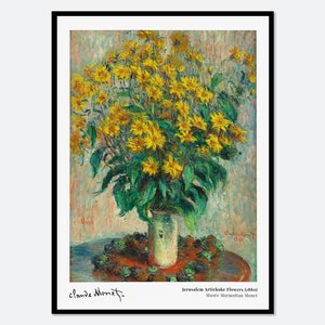 Monet Jerusalem Artichoke Flowers 1880 Vintage Exhibition Poster Art Print | Claude Monet Print, Vintage Monet Poster, Monet Painting #N17