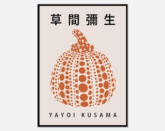 Yayoi Kusama Terracotta Orange Dots Pumpkin Poster Art Print | Yayoi Kusama 草間彌生 Abstract Exhibition Poster, Japanese Poster,Japani Art YY37