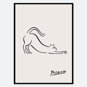 Pablo Picasso Feline Cat Sketch Line Drawing Art Print | Esquisse D'un Félin, Museum Exhibition Vintage Poster, Animal Lithograph PP33