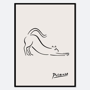 Pablo Picasso Feline Cat Sketch Line Drawing Art Print | Esquisse D&#39;un Félin, Museum Exhibition Vintage Poster, Animal Lithograph PP33