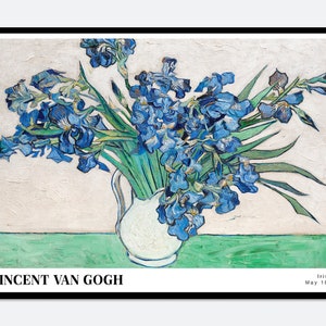 Van Gogh Irises 1889 Painting Art Print | Van Gogh Print, Van Gogh Art, Van Gogh Painting, Colorful Flowers Print, Exhibition Poster #V9