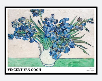 Van Gogh Irises 1889 Pintura Arte Impresión / Van Gogh Impresión, Arte Van Gogh, Pintura Van Gogh, Impresión de flores coloridas, Cartel de exposición #V9