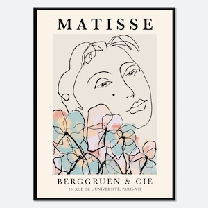 Henri Matisse - Mulher com Flores - Impressão Artística em Uma Linha | Impressão Matisse, Pôster Matisse, Berggruen and Cie, Papiers Decoupes, Pôster Vintage #M66