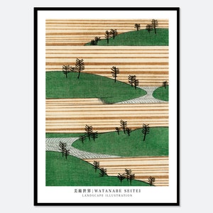 Watanabe Seitei Landscape illustration Bijutsu Sekai Vintage Japanese Woodblock Art Print | Japanese Art, Japanese Poster 渡辺省亭美術世界 JP17