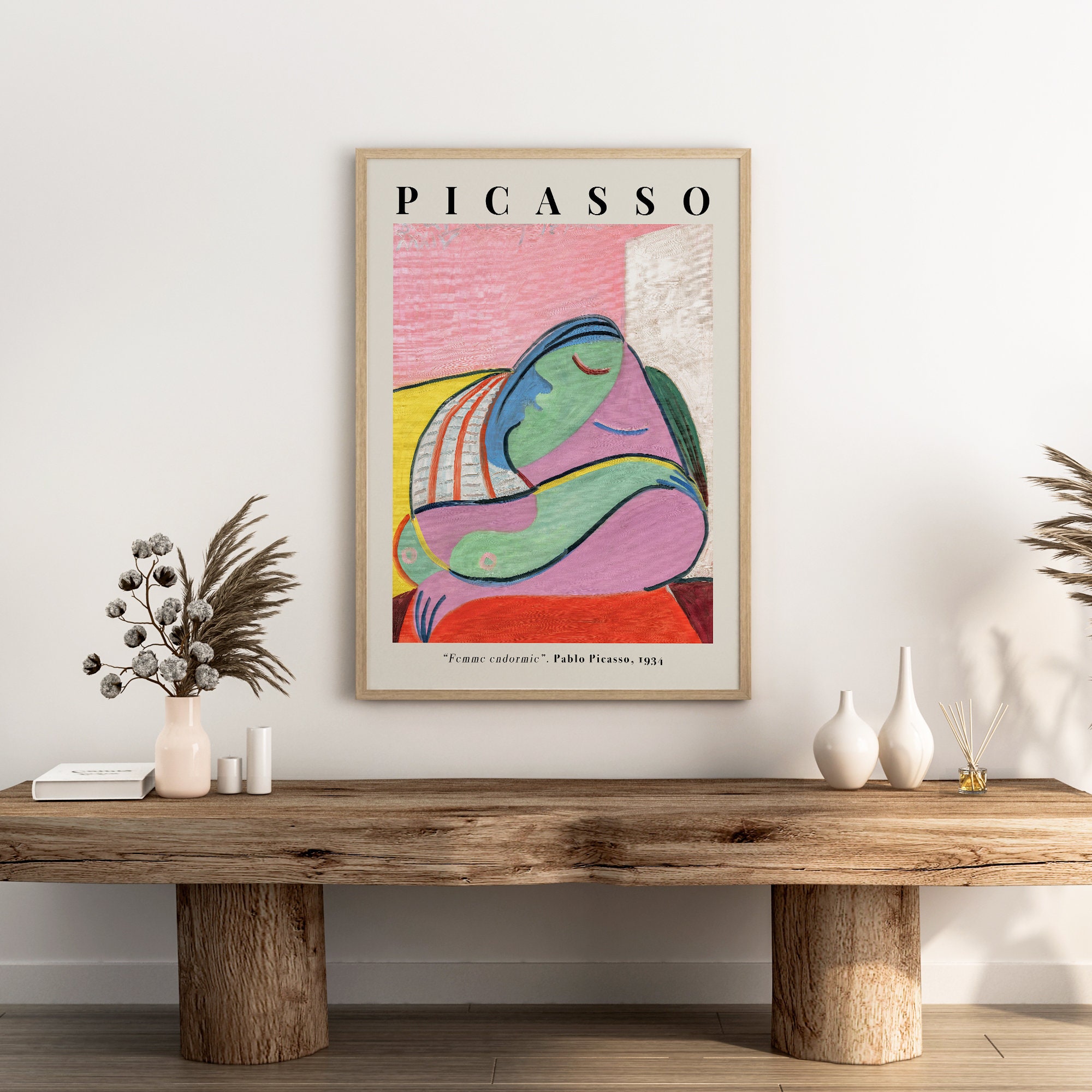 パブロ・ピカソ「眠る女性」ピンク抽象画 キュビズム ヴィンテージ