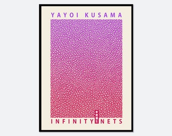 Yayoi Kusama Infinity Nets Purple Pink Poster Art Print | Yayoi Kusama 草間彌生 Abstract Exhibition Poster, Japanese Poster, Japani Art #YY32