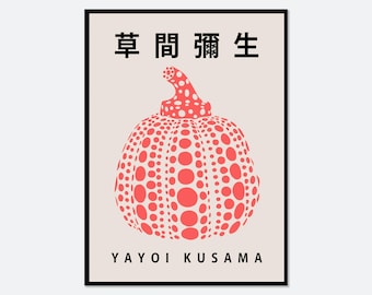 Yayoi Kusama Red Polka Dots Pumpkin Poster Art Print | Yayoi Kusama 草間彌生 Abstract Exhibition Poster, Modern Japanese Poster, Japani Art YY35