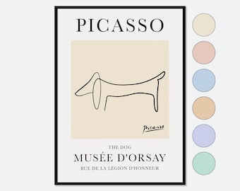 Picasso Print, Picasso Poster, Pablo Picasso Dog Line Art Print, Dachshund Print, Le Chien, Exhibition Poster, Animal Vintage Poster #PP17