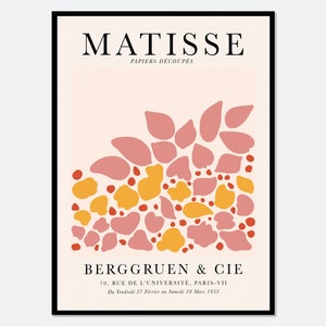 Henri Matisse Cut-Outs Vintage Poster Art Print | Matisse Print, Matisse Poster, Pink Flower Petals, Papers Decoupes, Berggruen Cie #M48